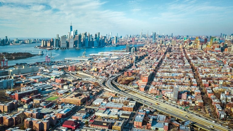 Aerial view of Manhattan from Brooklyn 